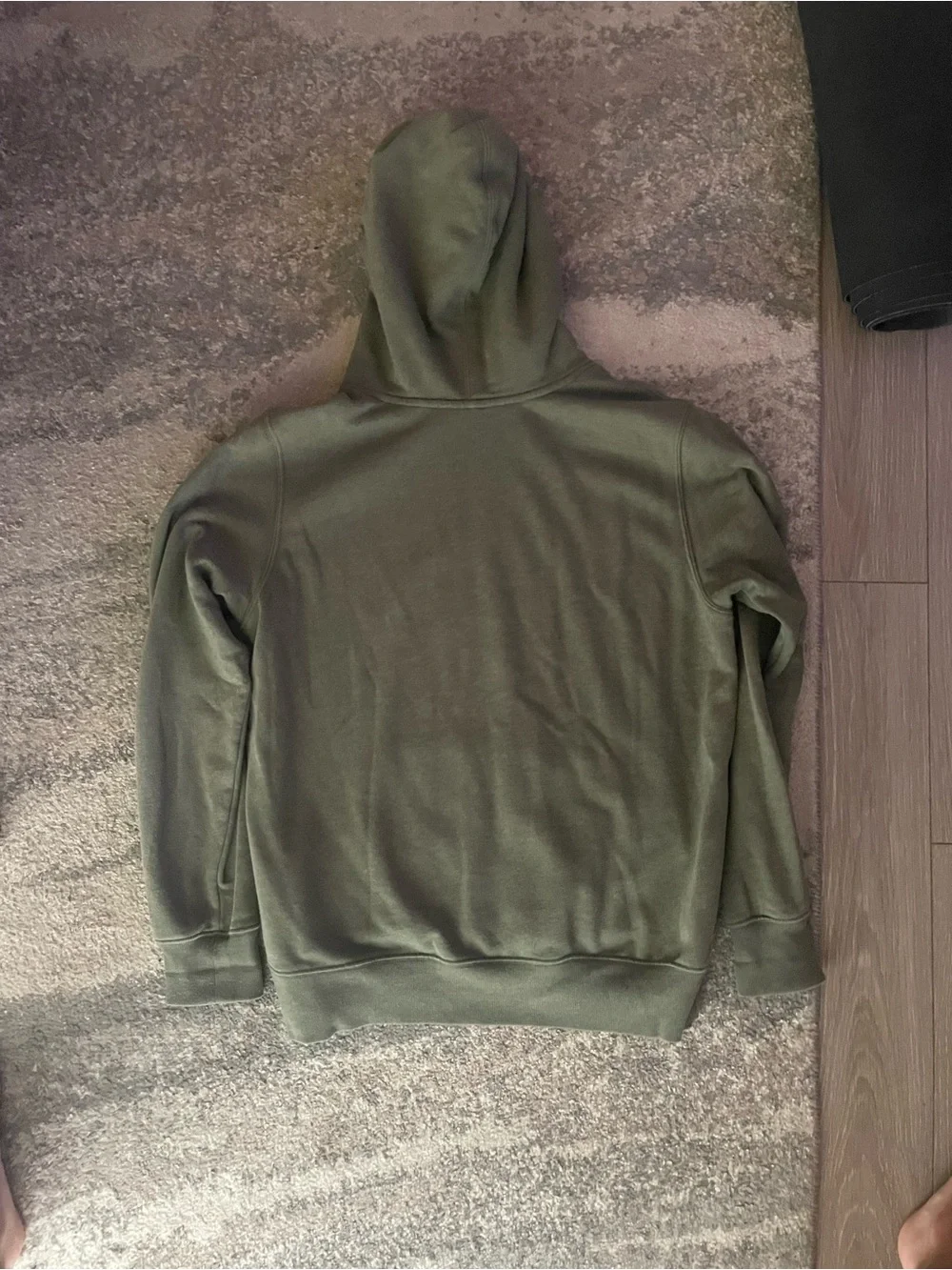 The North Face Men's Olive Green Crewneck Hoodie with White Logo